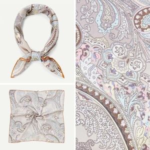 2/$24 🆕 Bordered Cool Paisley Silky Square Scarf
